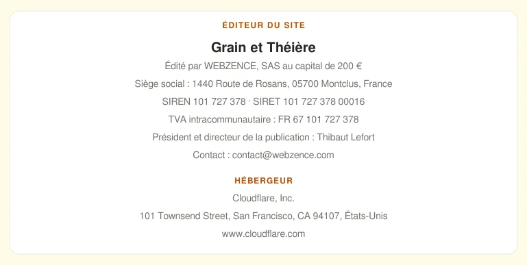 Coordonnées légales de l&rsquo;éditeur et de l&rsquo;hébergeur du site